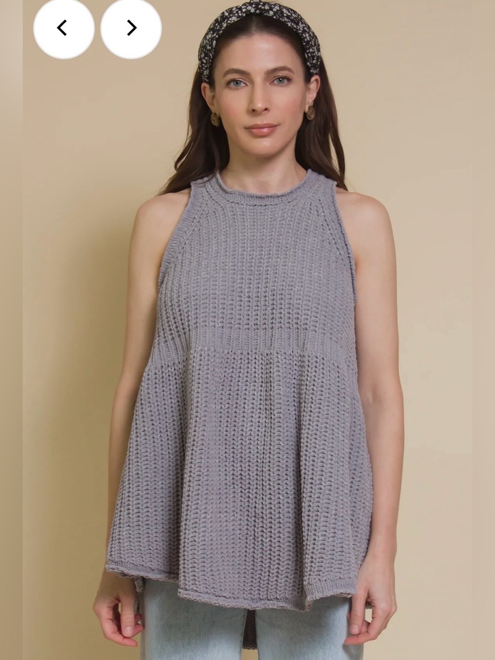 Pol Babydoll Sleeveless Knit Swing Tank Top with Back Zipper Size Medium Boho